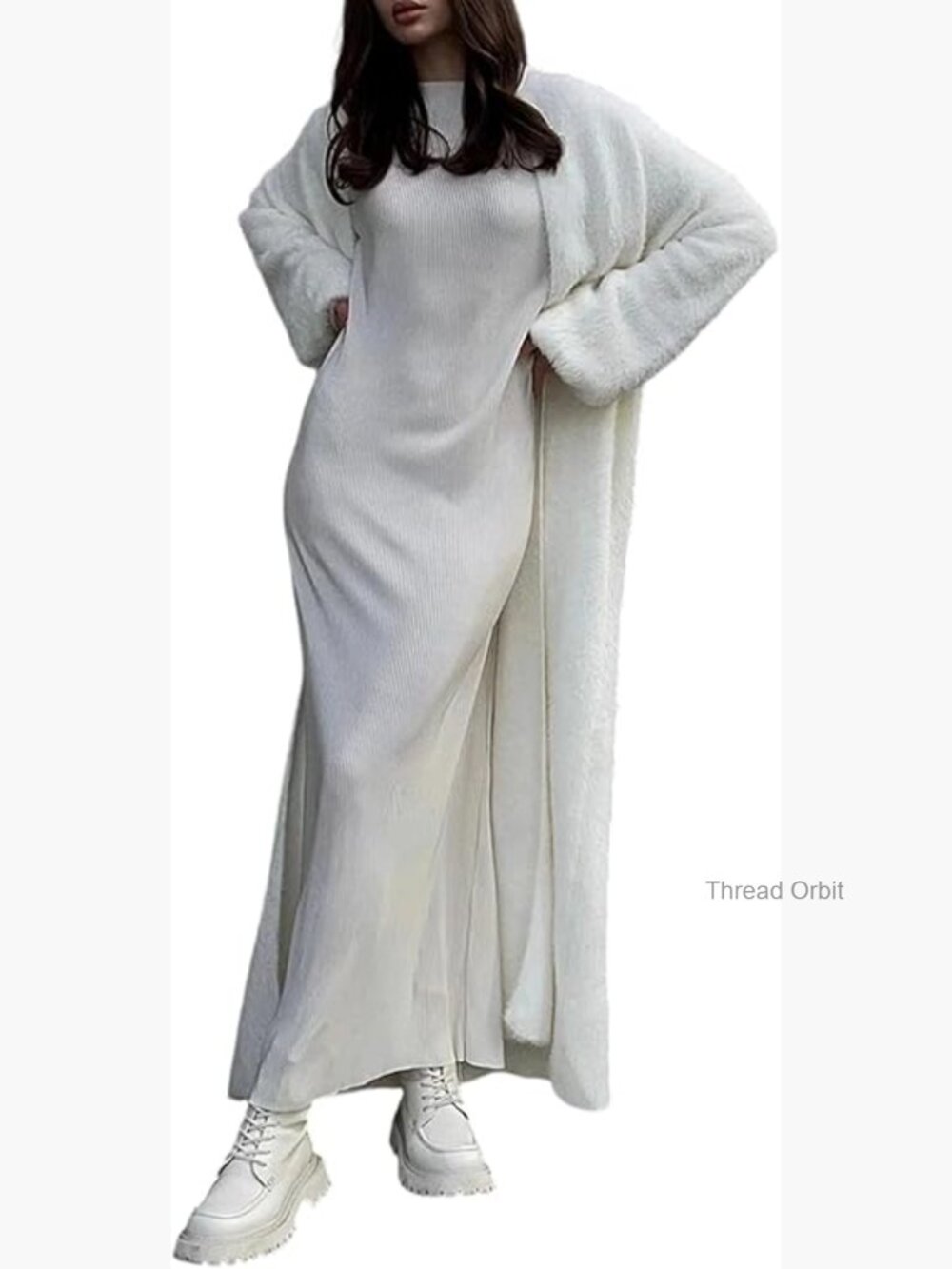 Fuzzy Long Open Front Knit Cardigan Maxi Duster Sweater